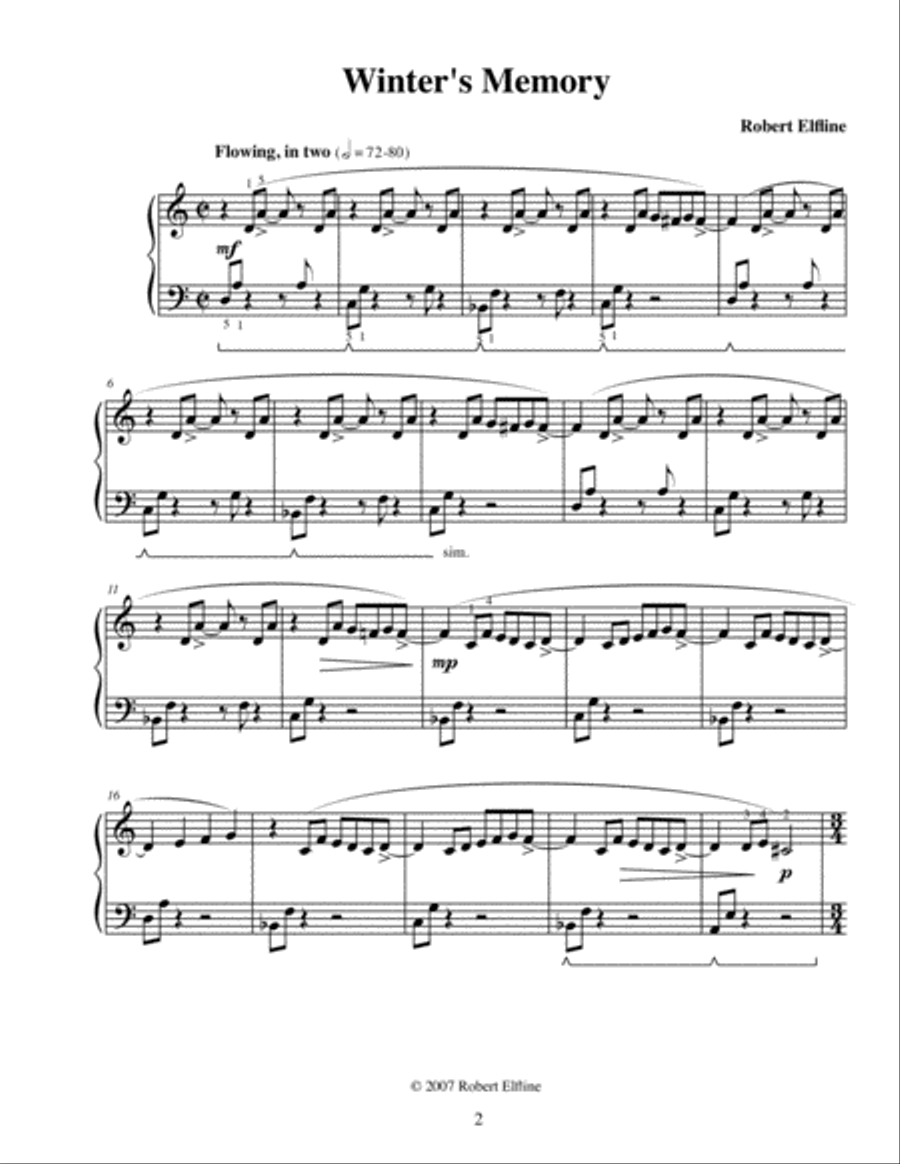 Winter's Memory Winter's Memory Piano Solo scores gallery preview page 2