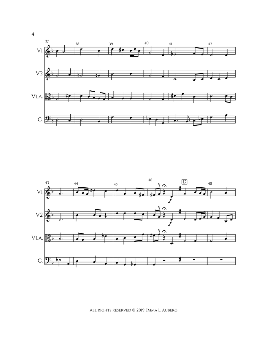 Amazing Grace in D Minor String Quartet scores gallery preview page 4