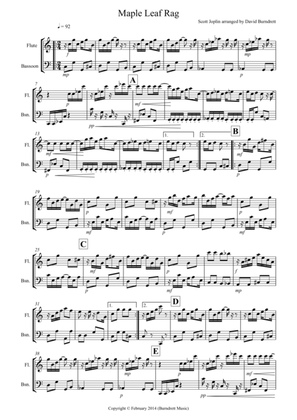 Maple Leaf Rag for Flute and Bassoon Duet