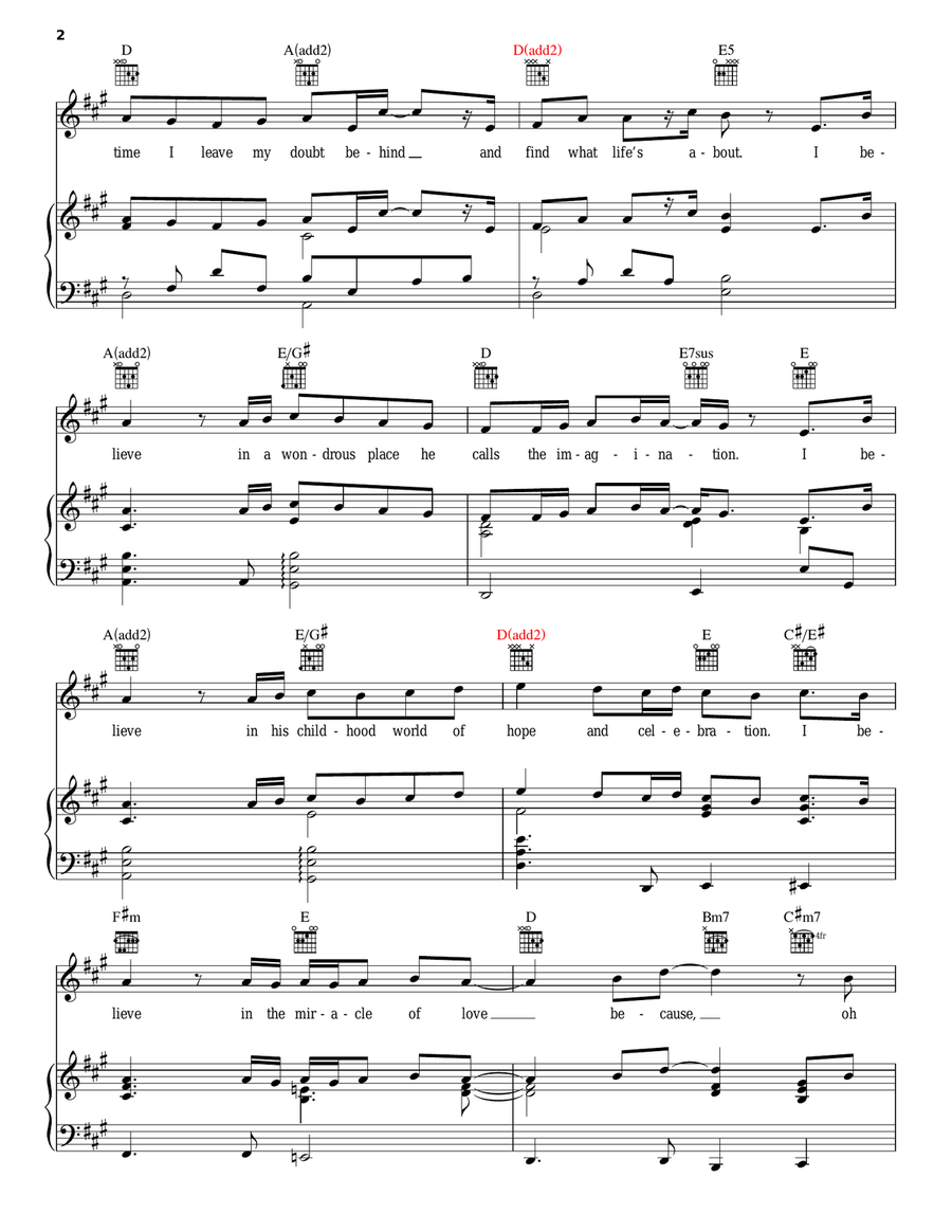 I Believe Piano, Vocal, Guitar scores gallery preview page 2