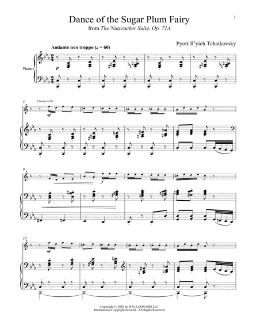 Dance Of The Sugar Plum Fairy, Op. 71a (from The Nutcracker) Clarinet Solo scores gallery preview page 1