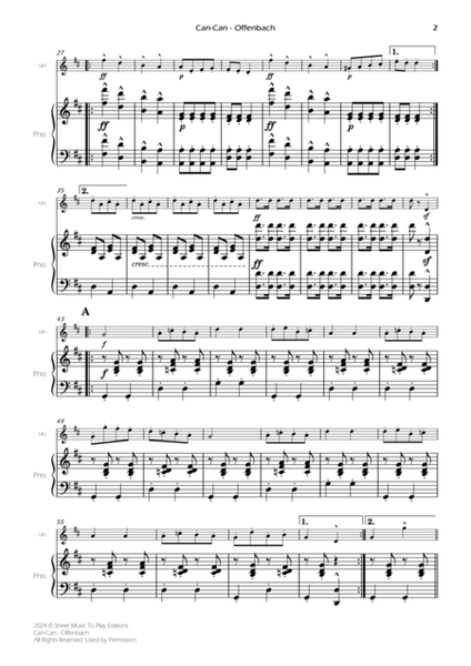 Offenbach - Can-Can - Violin and Piano (Full Score) image number null