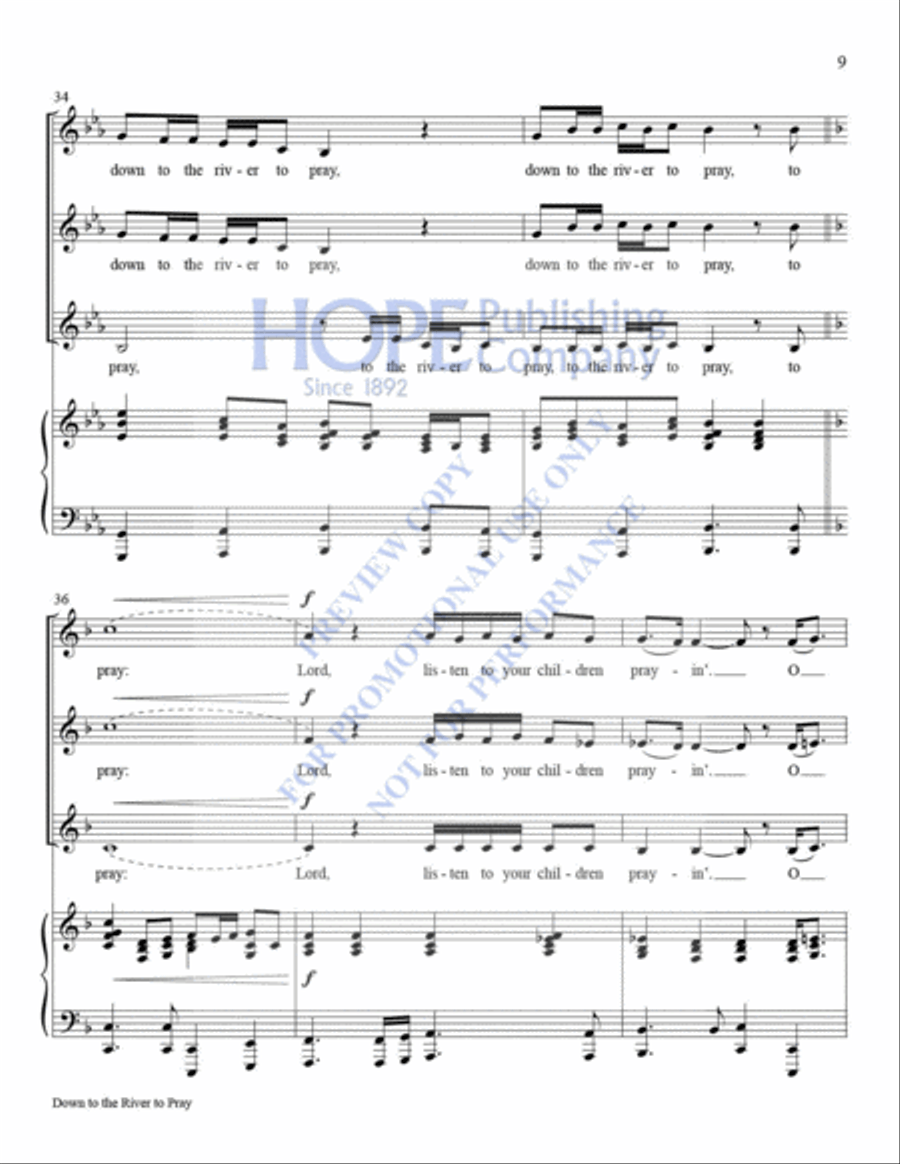 Down to the River to Pray with Lord, Listen to Your Children Voice scores gallery preview page 10