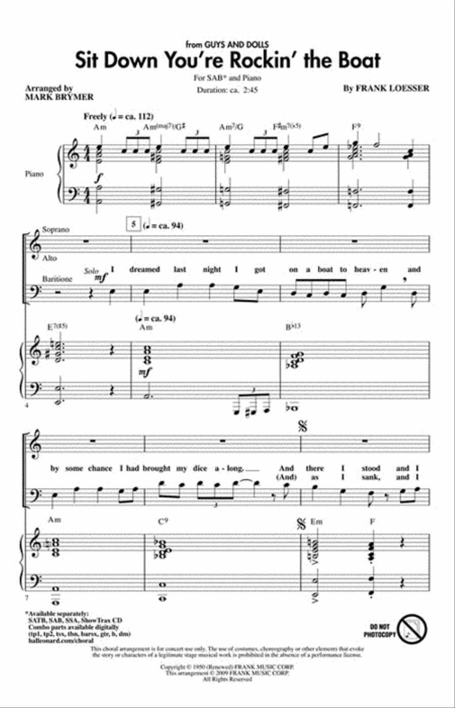 Sit Down You're Rockin' the Boat 3-Part scores gallery preview page 2