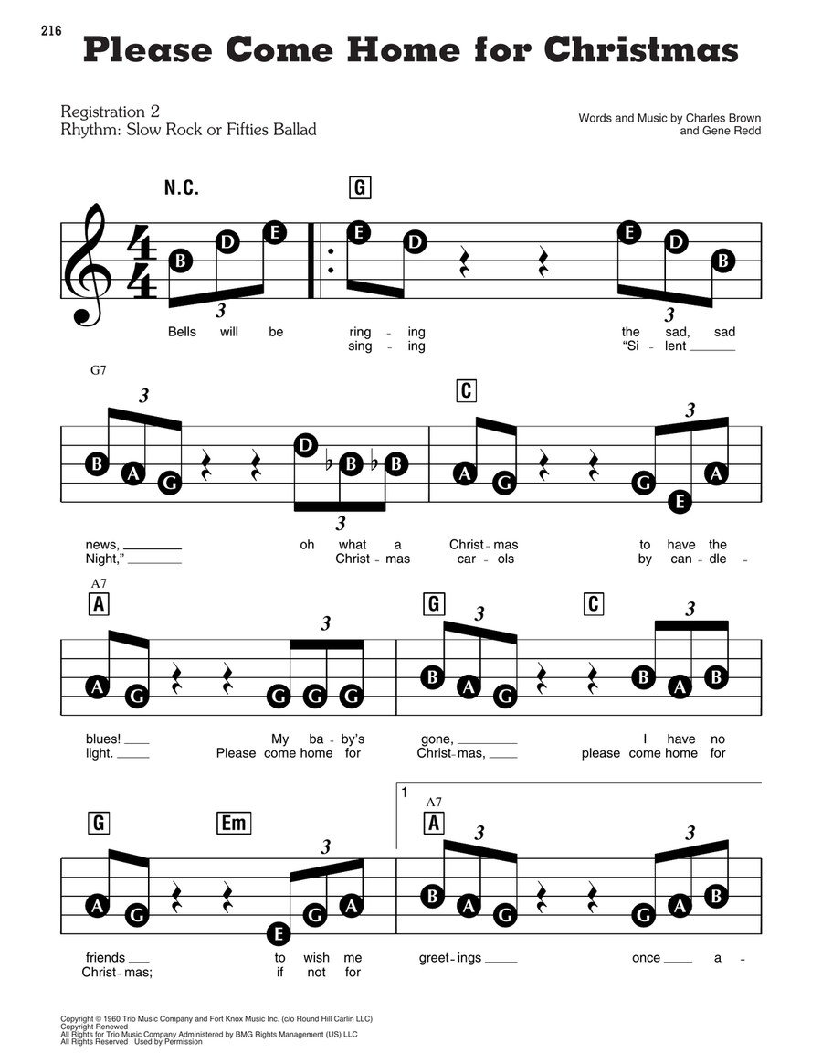 Please Come Home For Christmas Electronic Keyboard scores gallery preview page 1