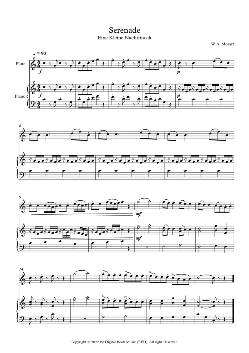 Serenade (Eine Kleine Nachtmusik) - Wolfgang Amadeus Mozart (Flute + Piano) image number null