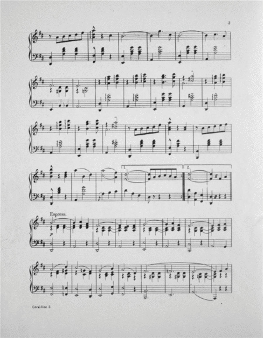 Geraldine. Valse Hesitation Piano Solo scores gallery preview page 3