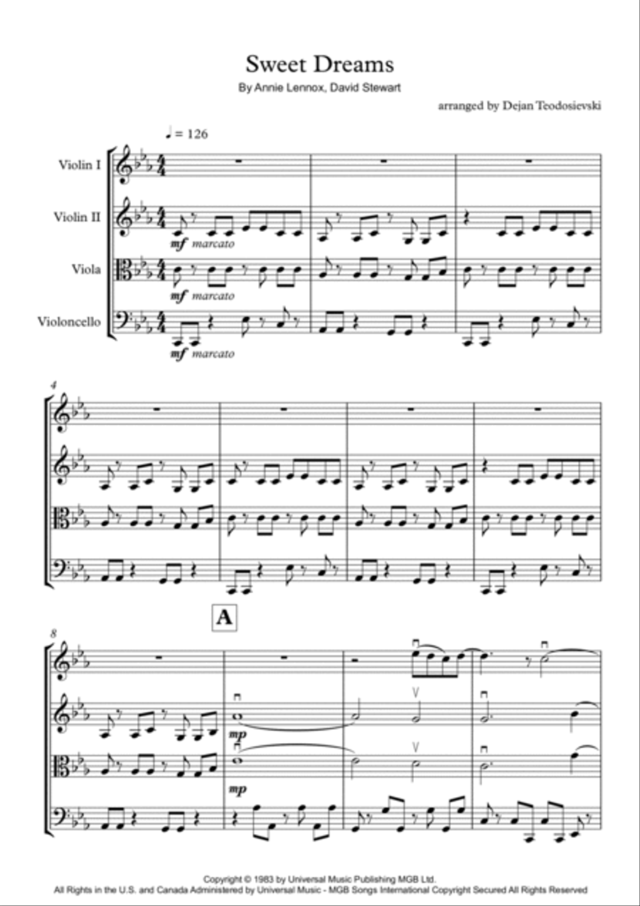 Sweet Dreams (are Made Of This) Sweet Dreams (are Made Of This) String Quartet scores gallery preview page 2