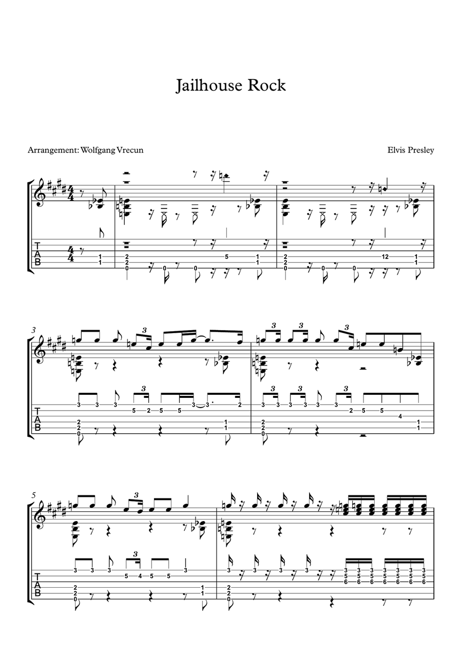 Jailhouse Rock Guitar Solo scores gallery preview page 1