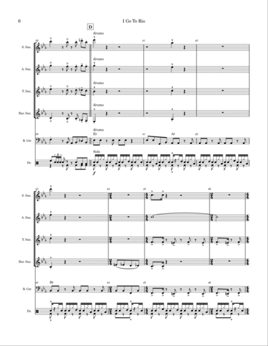 I Go To Rio Saxophone Quartet scores gallery preview page 6