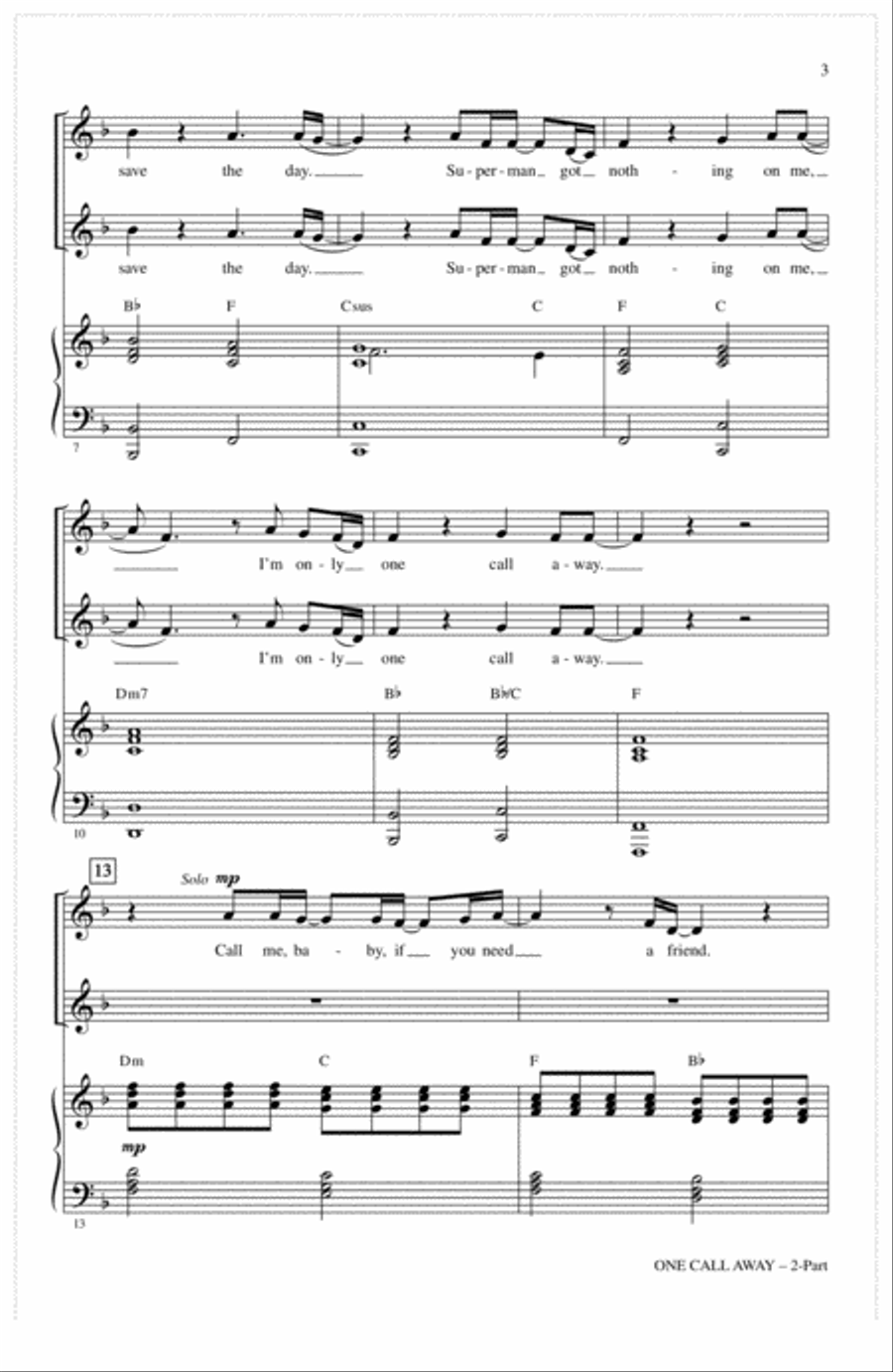 One Call Away 2-Part scores gallery preview page 2