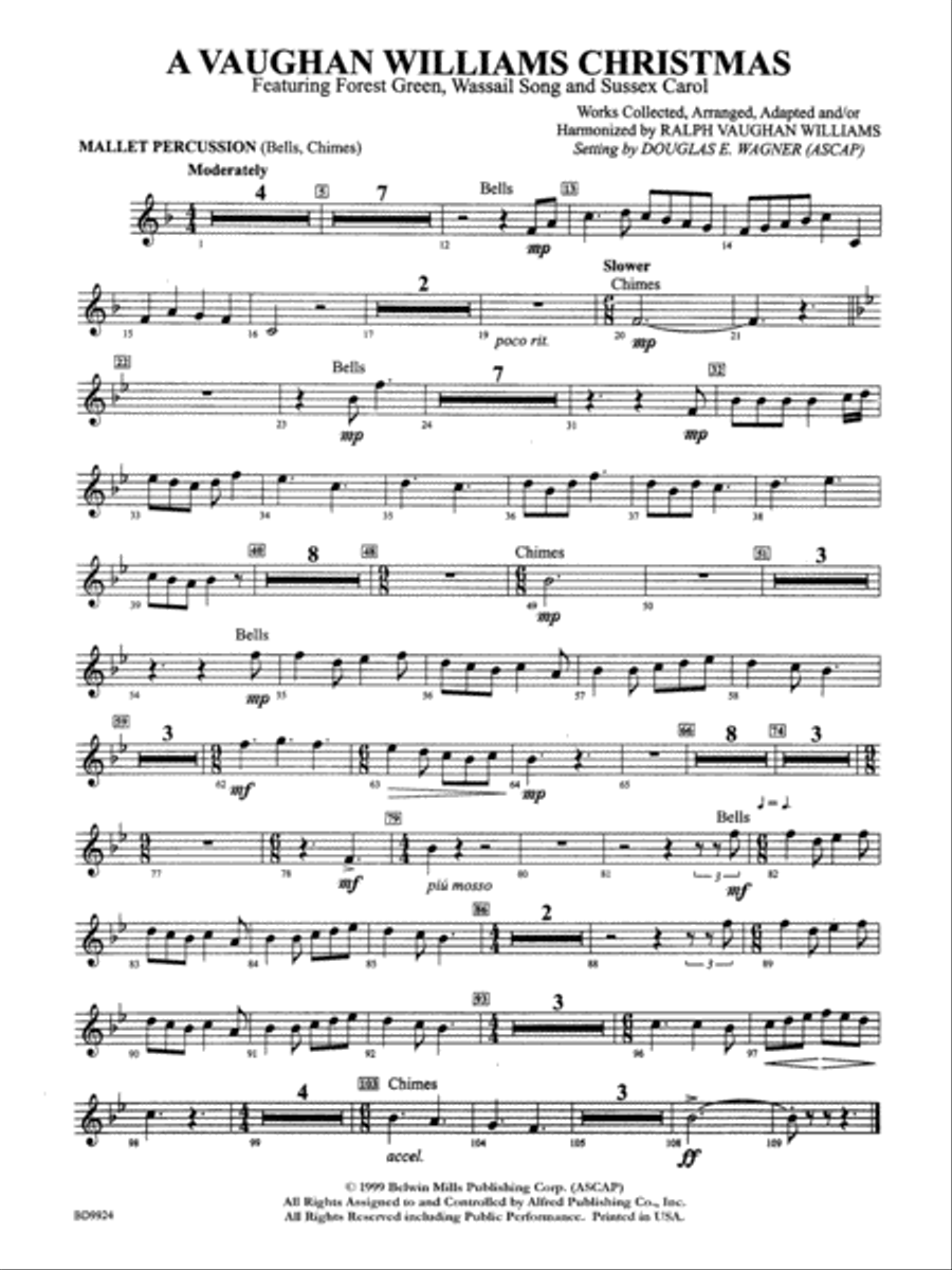A Vaughan Williams Christmas: Mallets Concert Band scores gallery preview page 1