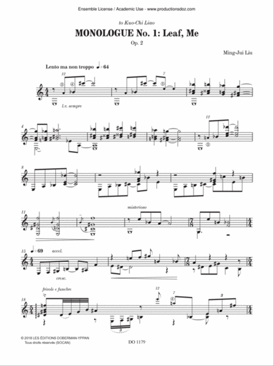 Monologue No. 1: Leaf, Me Classical Guitar scores gallery preview page 3