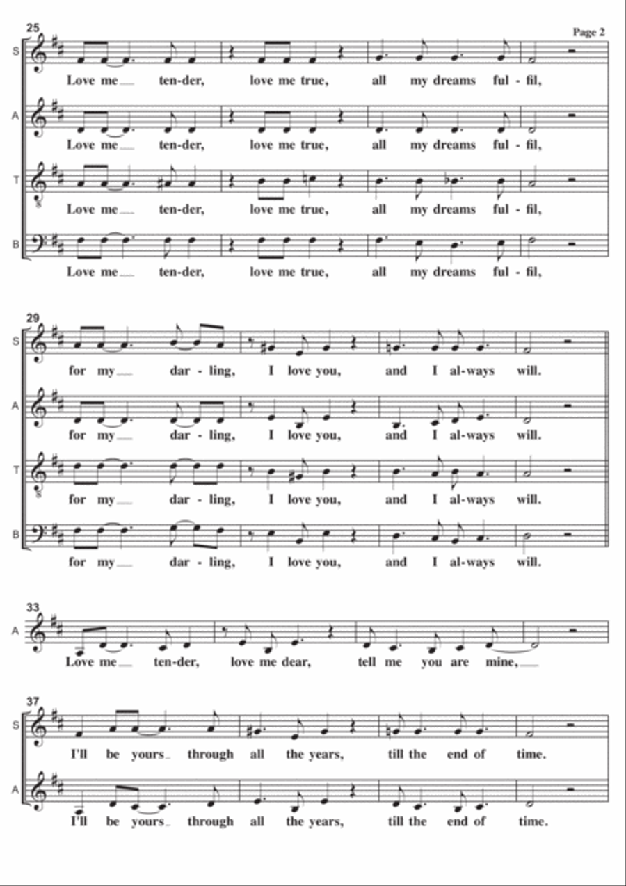 Love Me Tender 4-Part scores gallery preview page 2