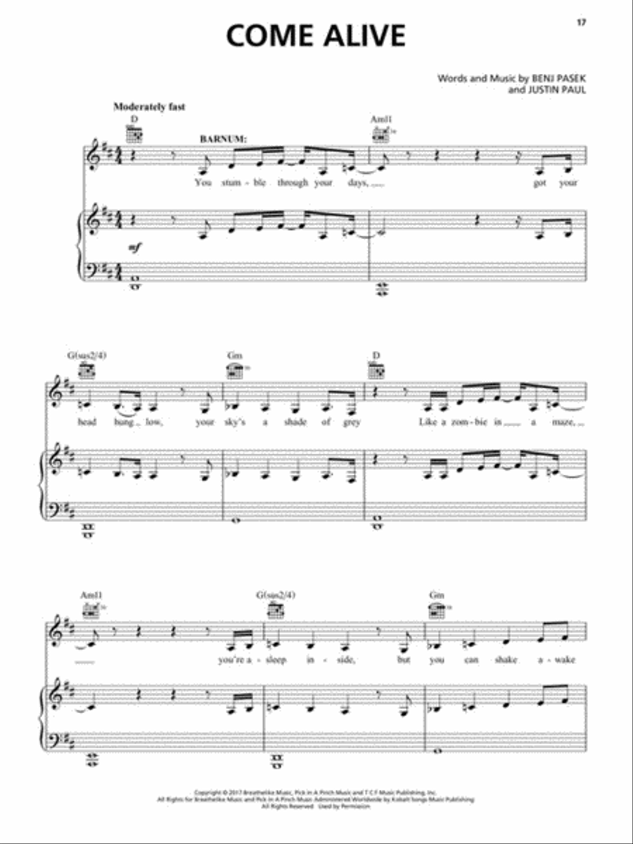 The Greatest Showman Piano, Vocal, Guitar scores gallery preview page 5