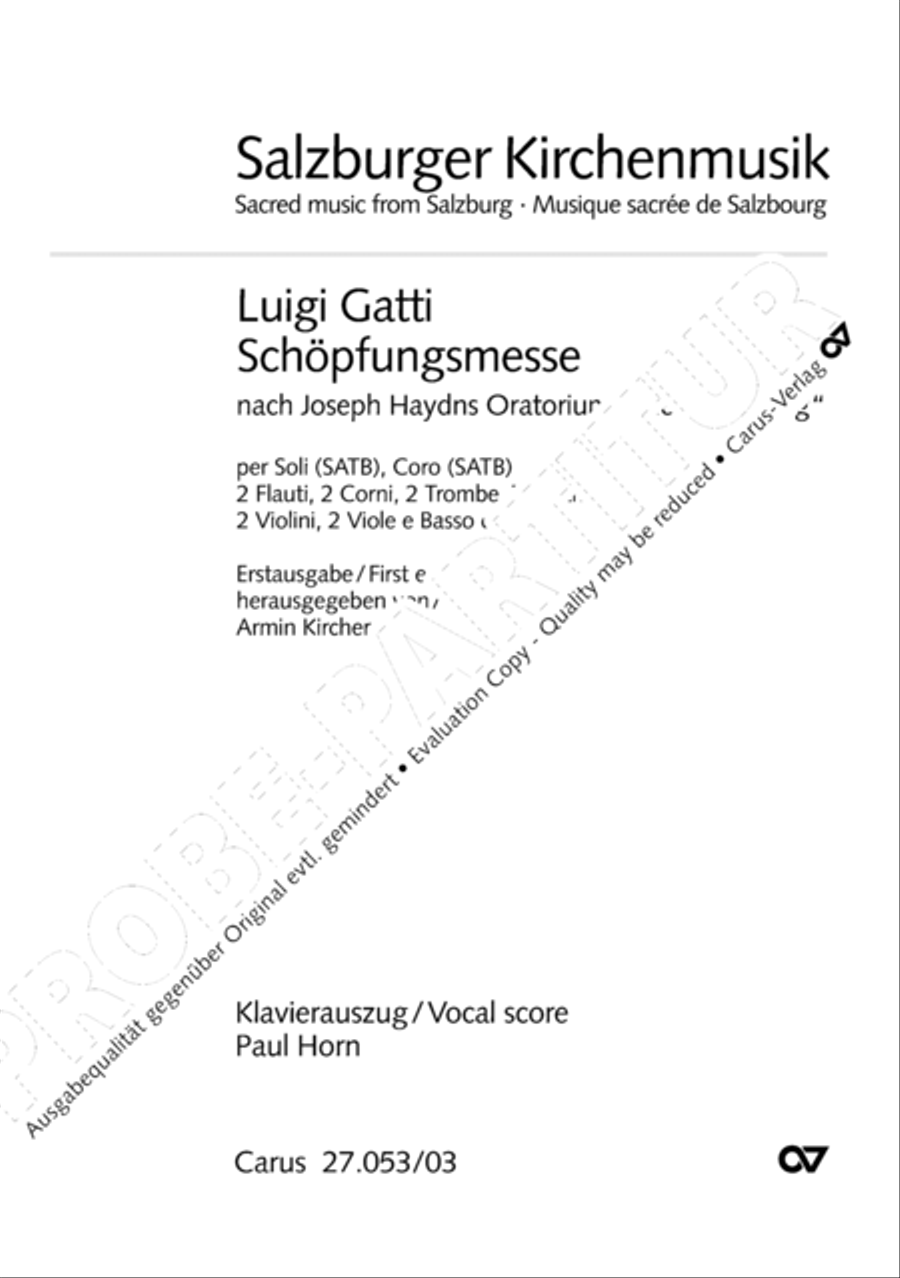 Creation Mass in A-major after Joseph Haydn (Schopfungsmesse in A nach Joseph Haydn) 4-Part scores gallery preview page 2