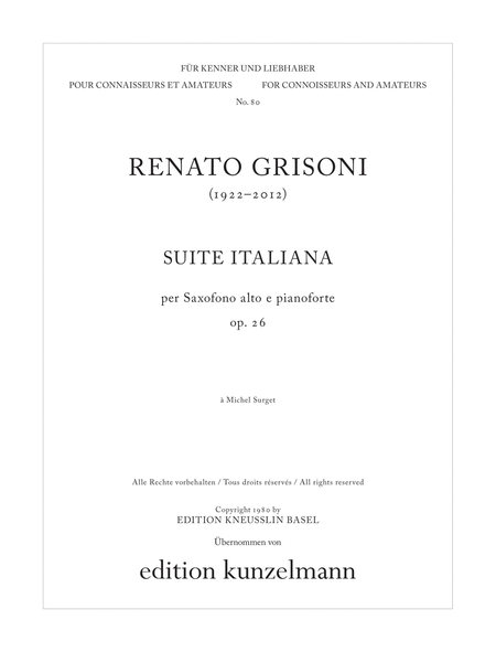 Suite italiana for saxophone and piano