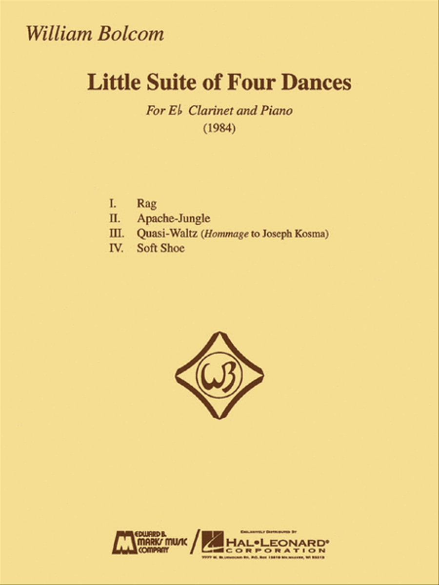 William Bolcom – Little Suite of Four Dances Clarinet Solo scores gallery preview page 1