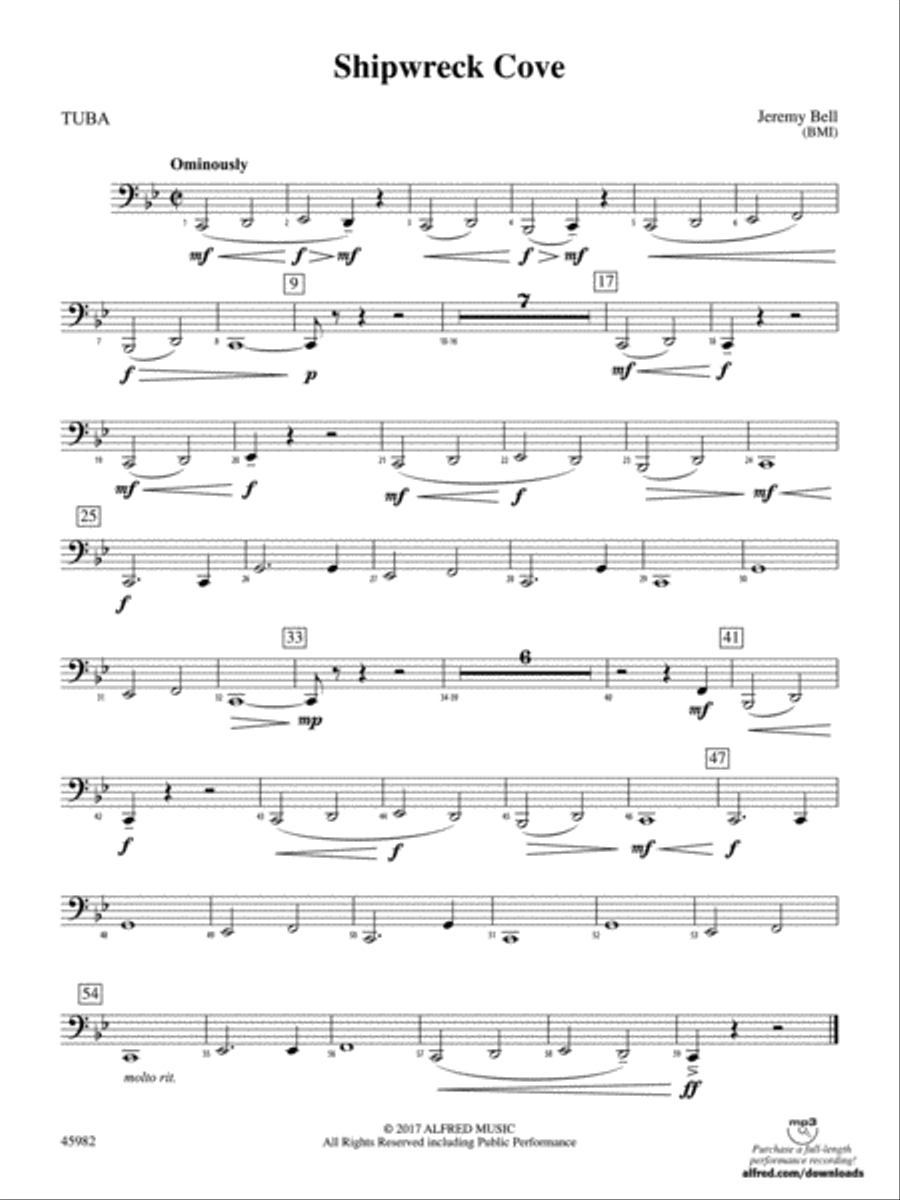 Shipwreck Cove: Tuba Concert Band scores gallery preview page 1
