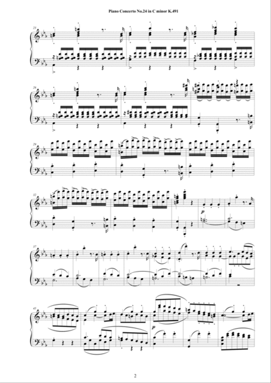 Mozart - Piano Concerto No.24 in C minor K 491 - Complete Piano Version Piano Solo scores gallery preview page 2