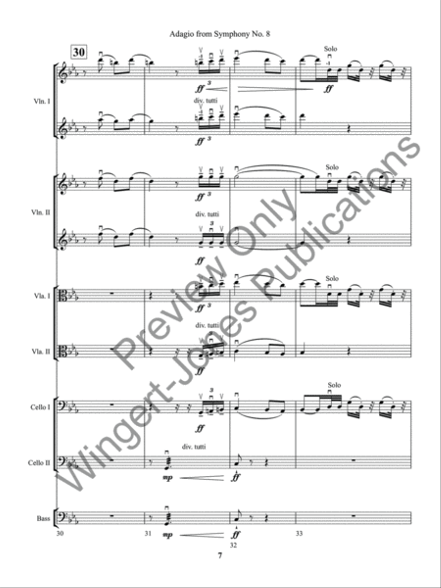 Adagio from Symphony No. 8 (Score) String Orchestra scores gallery preview page 10