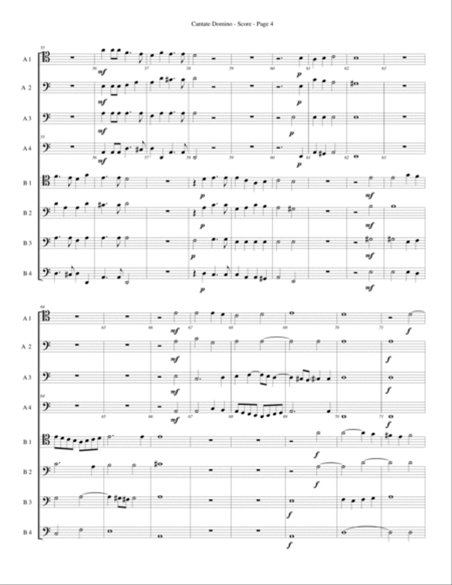 Cantate Domino for Trombone or Low Brass Octet Brass Ensemble scores gallery preview page 4