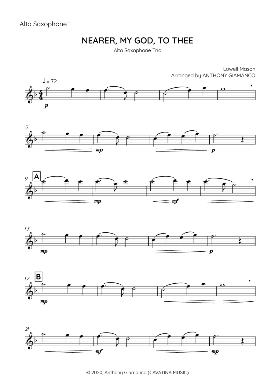Nearer, My God, to Thee - alto saxophone trio Woodwind Trio scores gallery preview page 6