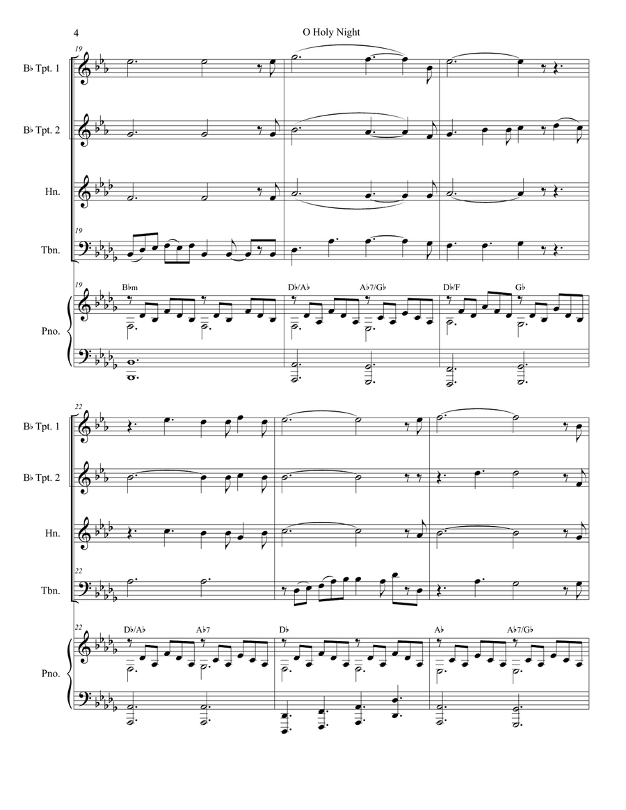 O Holy Night (for Brass Quartet and Piano) Brass Quartet scores gallery preview page 5