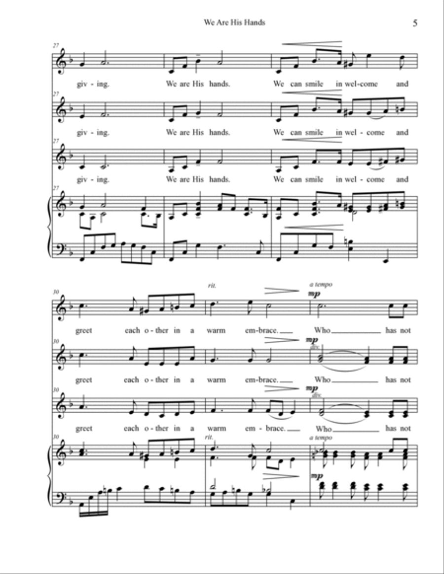 We are His Hands - SSA We are His Hands - SSA SSA scores gallery preview page 5