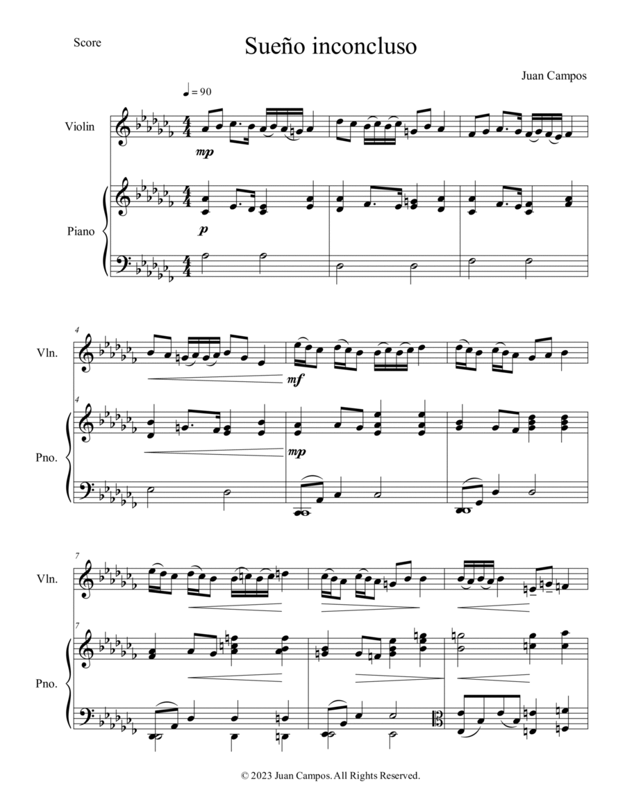 Sueño Inconcluso Chamber Music scores gallery preview page 1