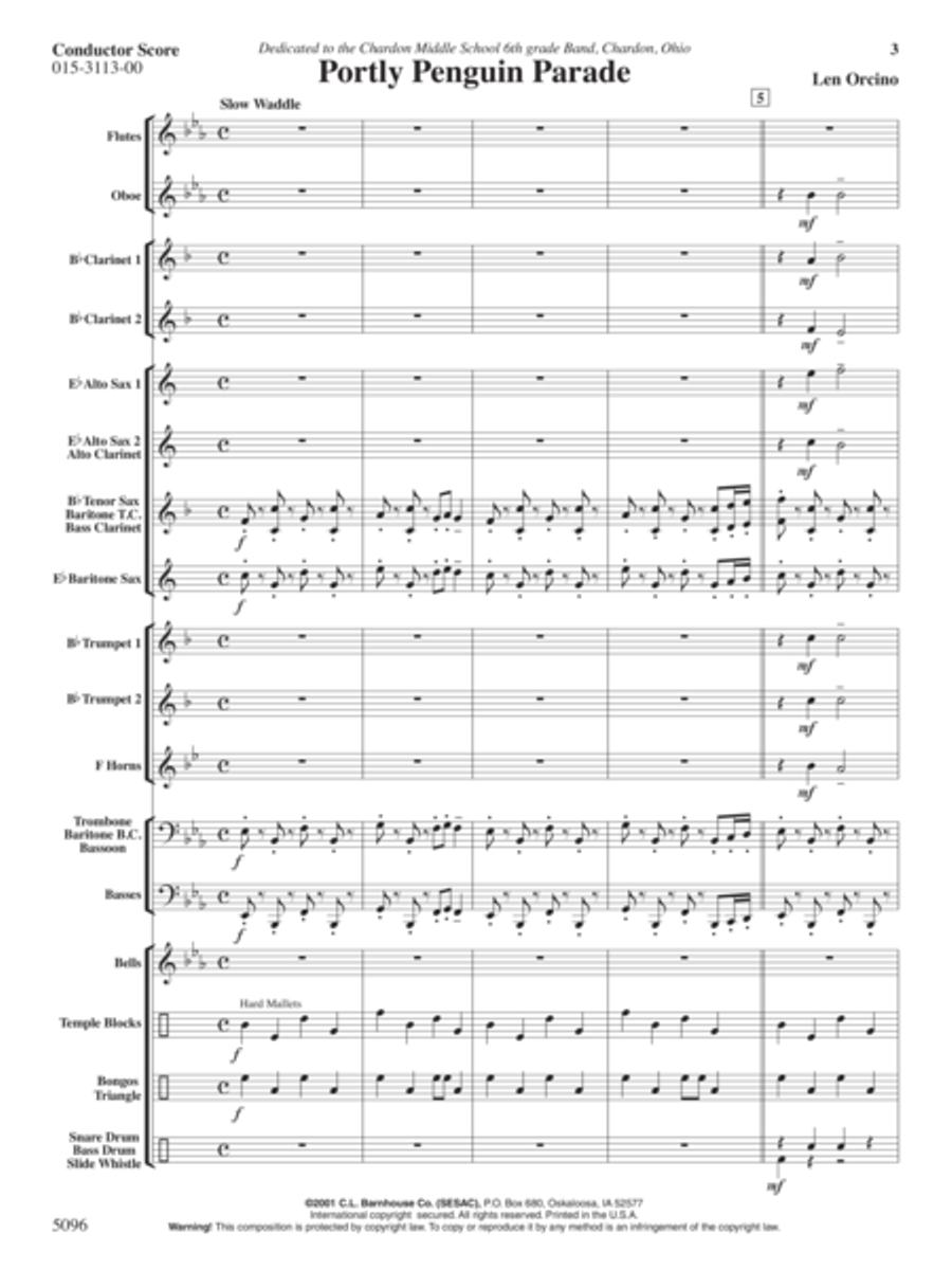 Portly Penguin Parade Portly Penguin Parade Concert Band scores gallery preview page 2