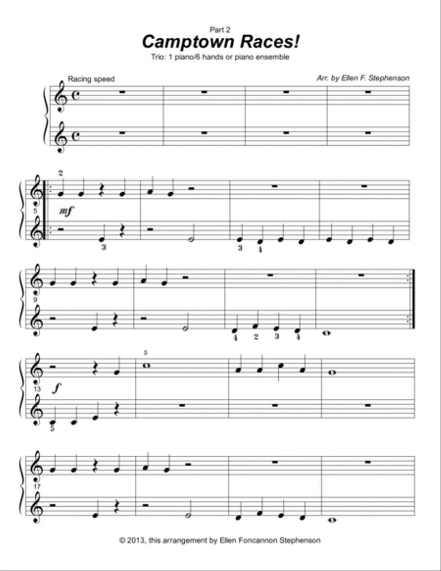 Camptown Races Trio (1P/6H) Easy Piano scores gallery preview page 4
