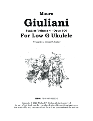 Mauro Giuliani: Studies Volume 4 - Opus 100 For Low G Ukulele