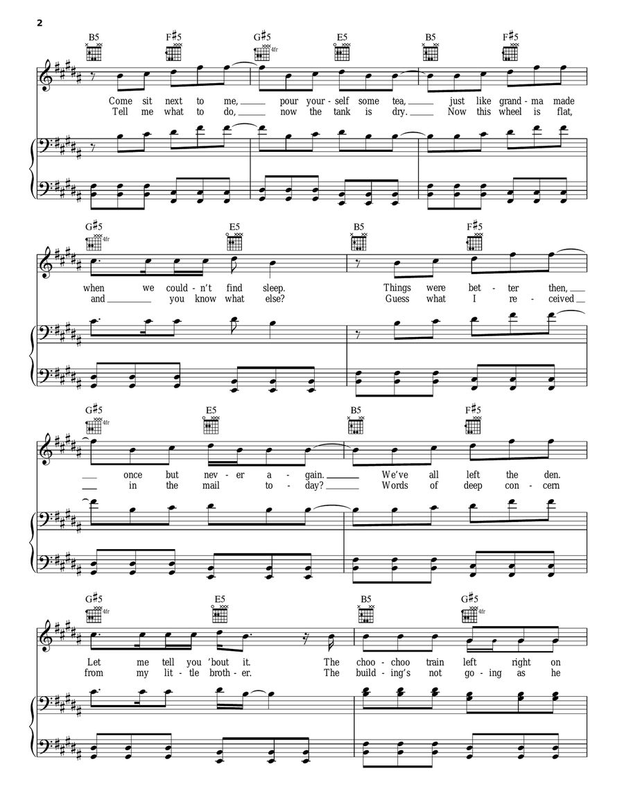 My Name Is Jonas Piano, Vocal, Guitar scores gallery preview page 2
