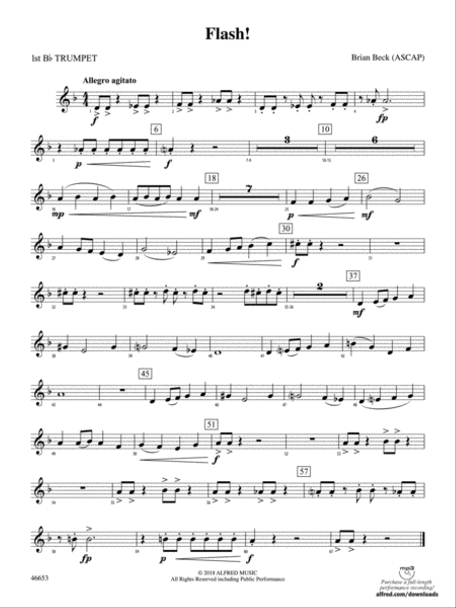 Flash!: 1st B-flat Trumpet Concert Band scores gallery preview page 1