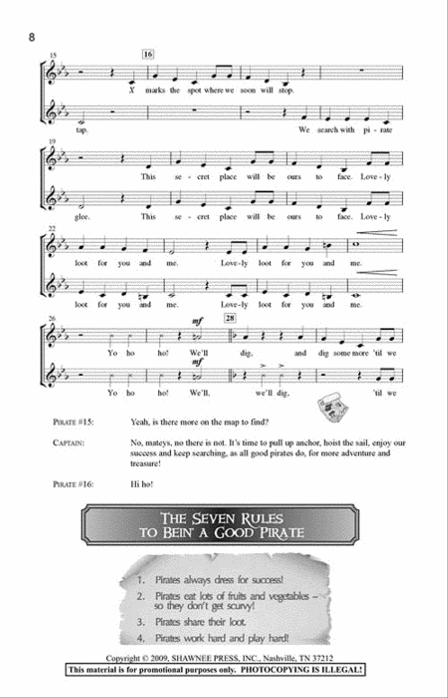 How to Be a Pirate in Seven Easy Songs Choir scores gallery preview page 6
