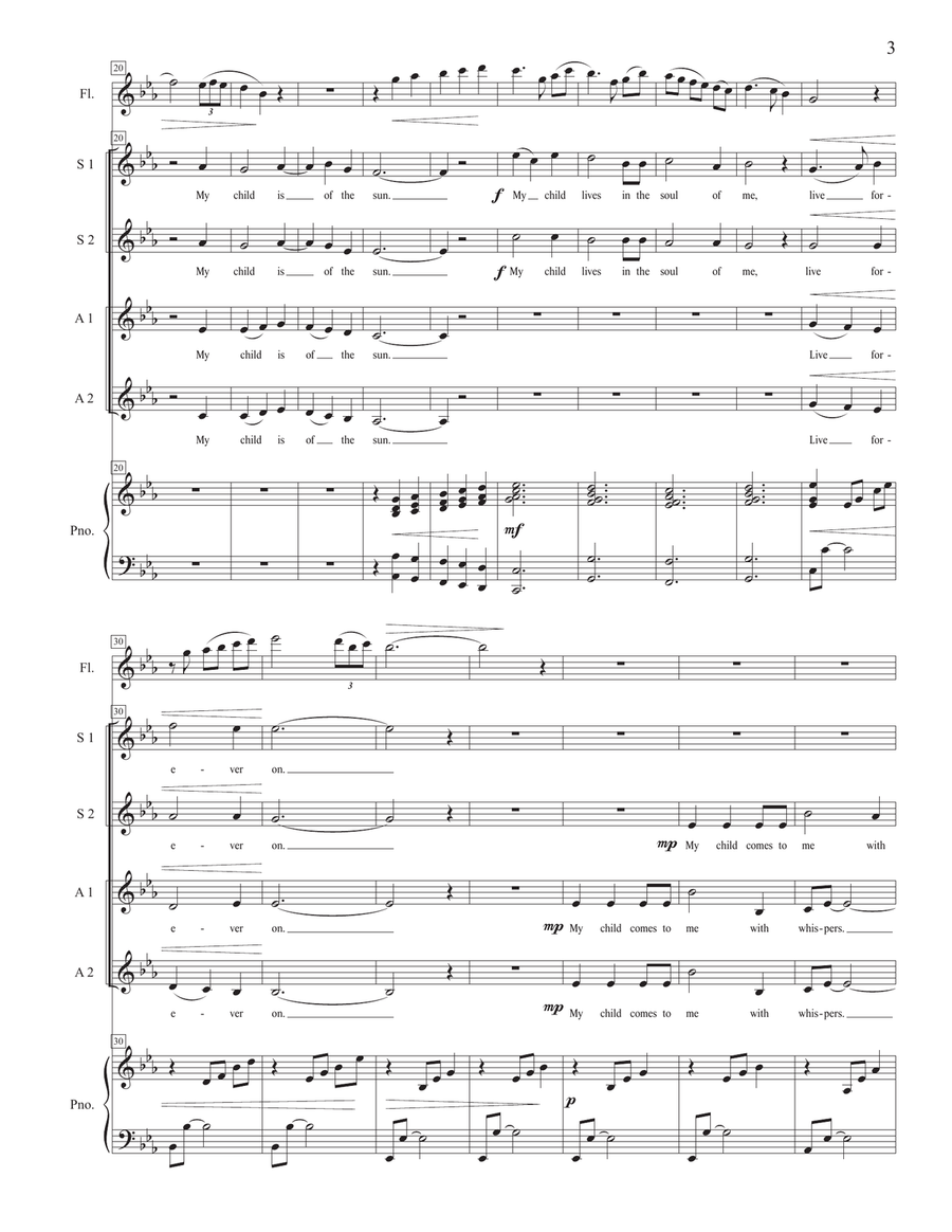 My Child - SSAA with piano and flute accompaniment SSAA scores gallery preview page 3