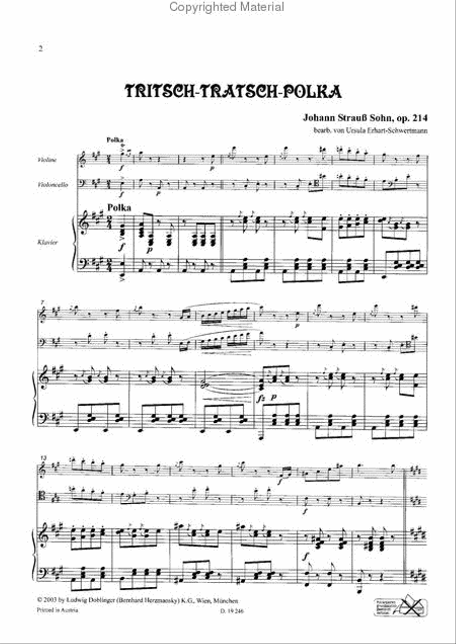 Tritsch-Tratsch-Polka Piano Trio scores gallery preview page 2