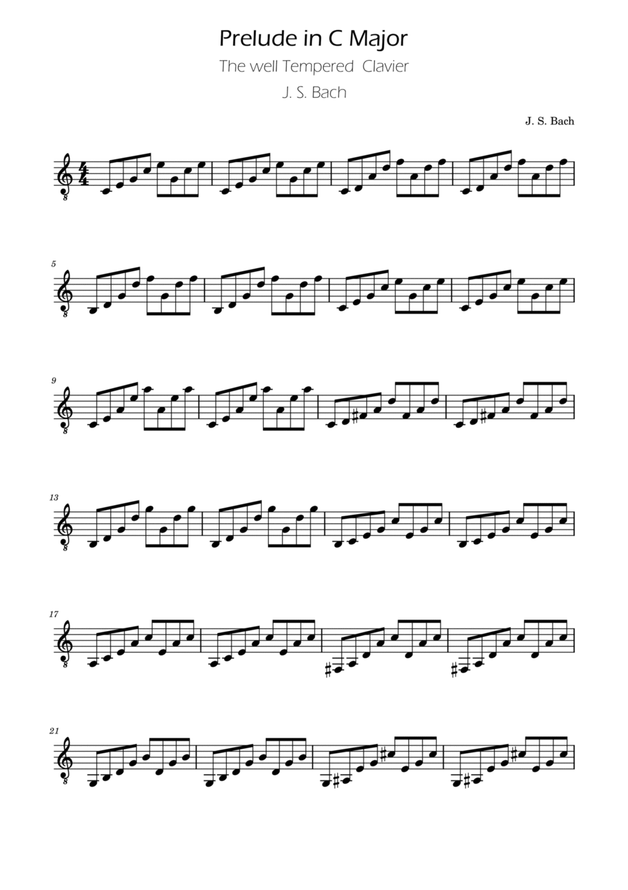 Bach - Prelude in C major - BWV 846 - Guitar Acoustic Guitar scores gallery preview page 1