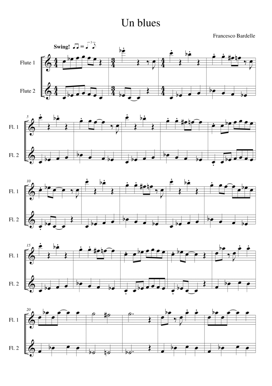 UN BLUES Flute Duet scores gallery preview page 1