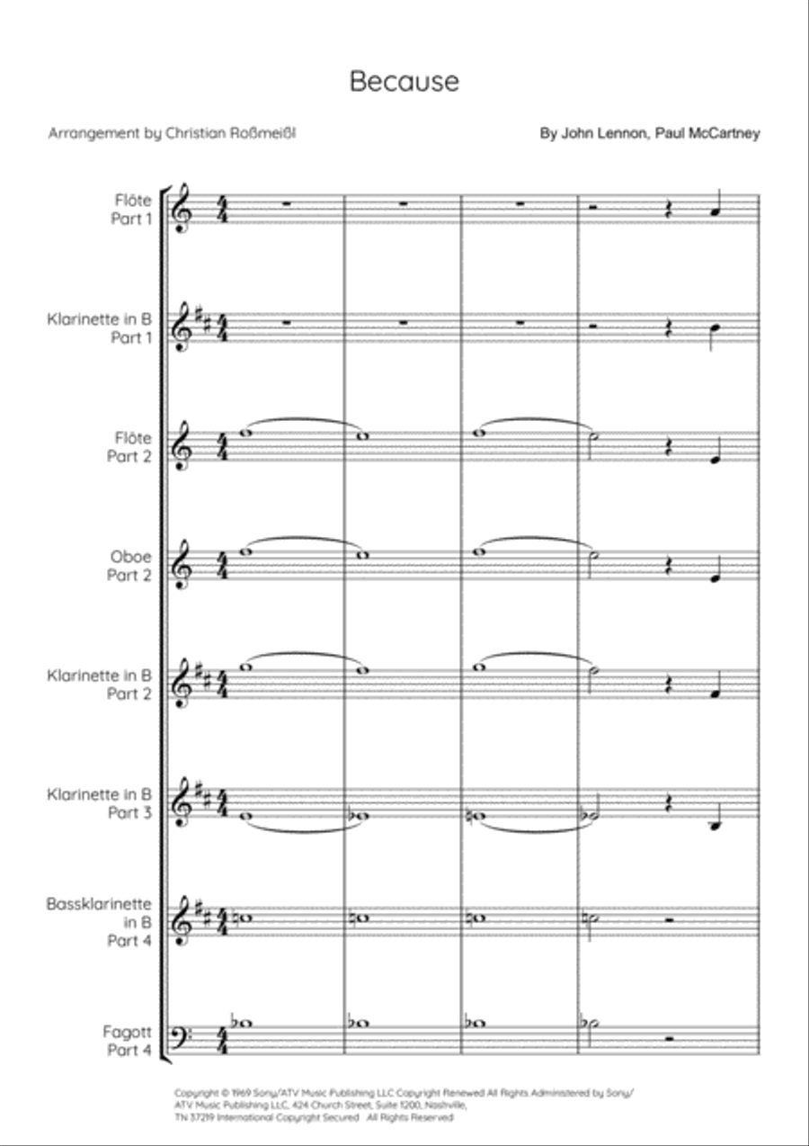 Because Woodwind Quartet scores gallery preview page 2