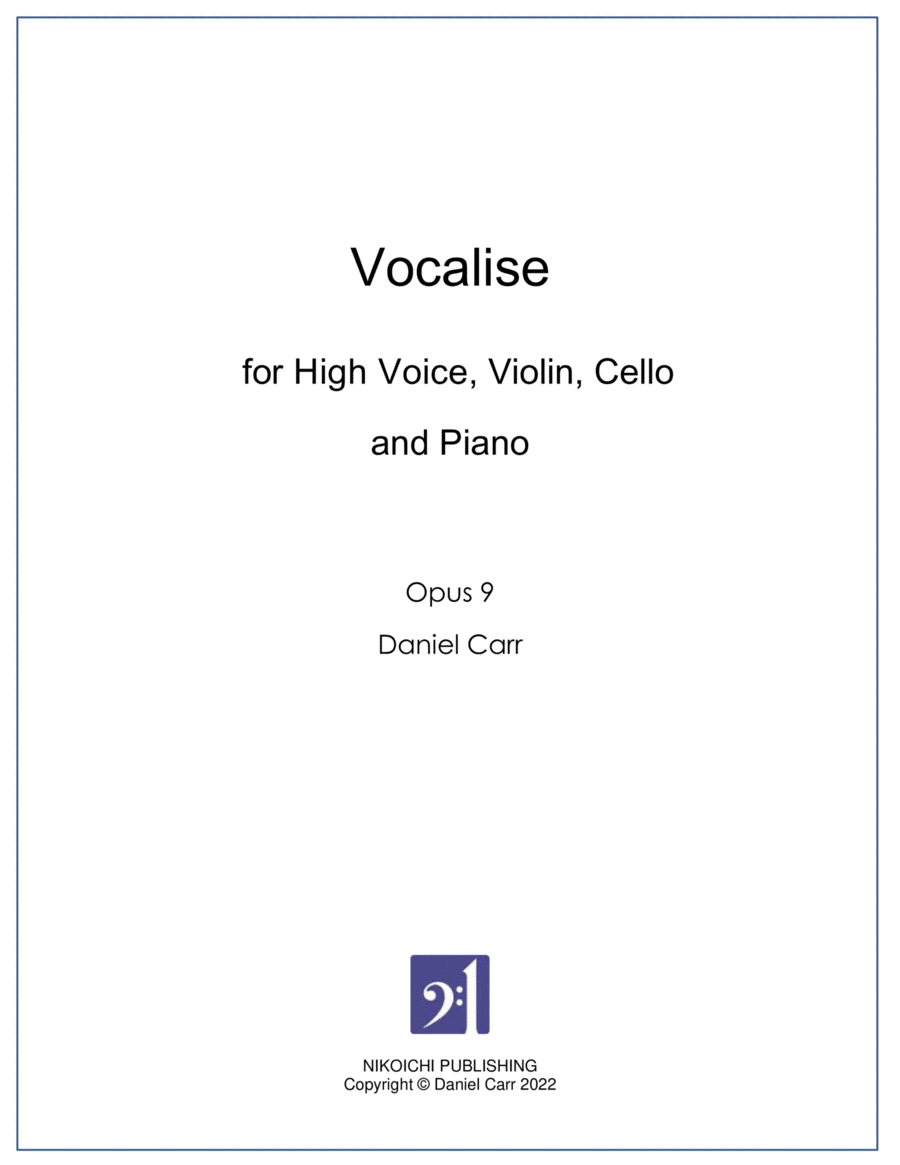 Vocalise for High Voice, Violin, Cello and Piano - Opus 9 image number null