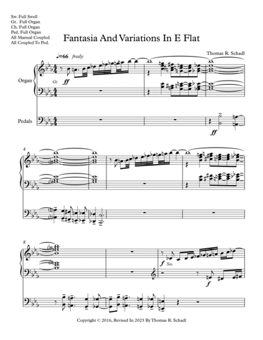 Fantasia And Variations In E Flat (For Organ)