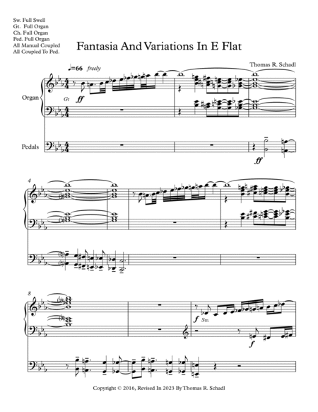 Fantasia And Variations In E Flat (For Organ)