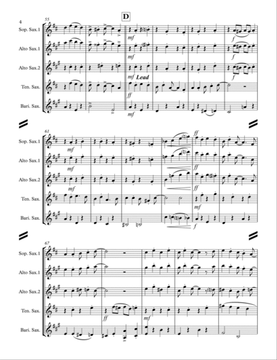 Yes! We Have No Bananas (for Saxophone Quartet SATB or AATB) Saxophone Quartet scores gallery preview page 5