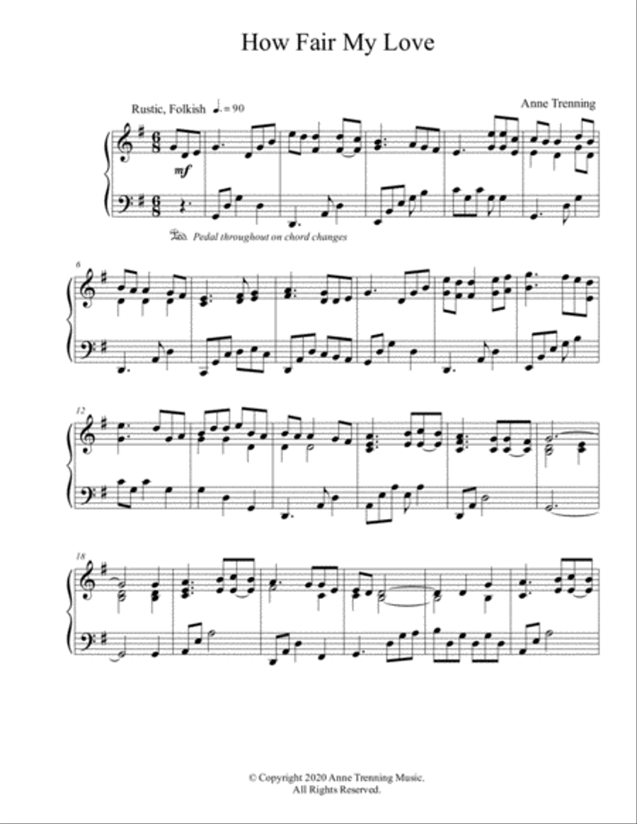 How Fair My Love (sheet music for piano) Piano Solo scores gallery preview page 1