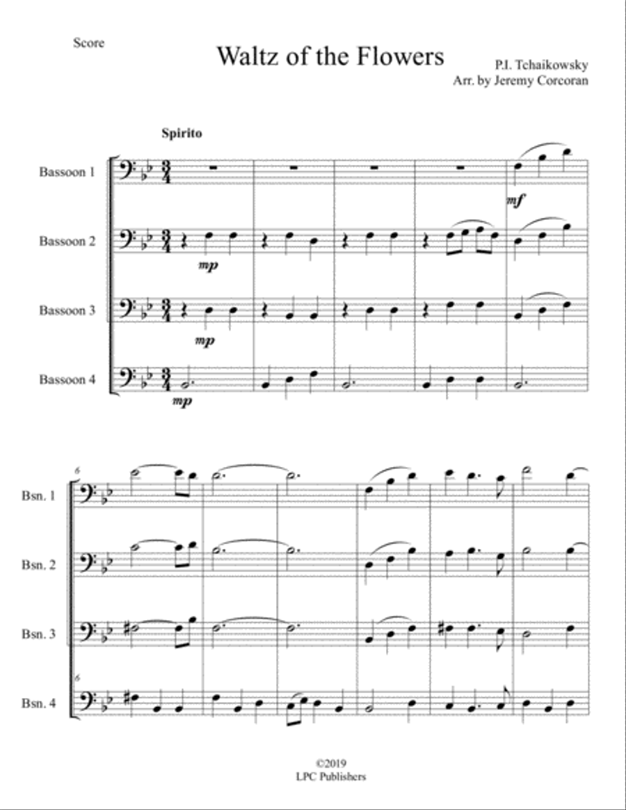 Waltz of the Flowers from The Nutcracker Suite for Bassoon Quartet Woodwind Quartet scores gallery preview page 2