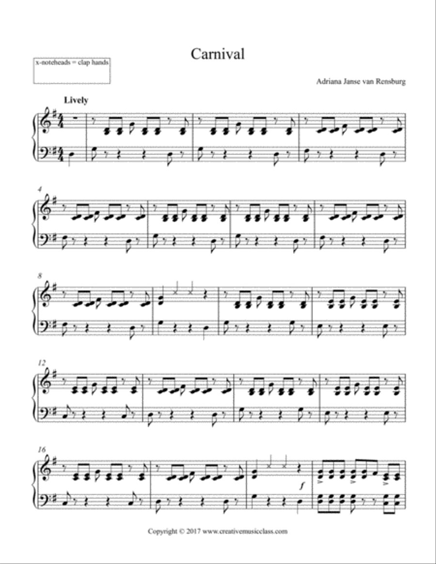 Carnival Carnival Piano Solo scores gallery preview page 1