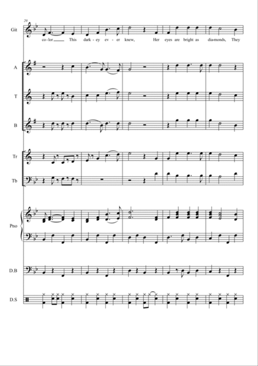 Yellow Rose of Texas Piano, Vocal, Guitar scores gallery preview page 6