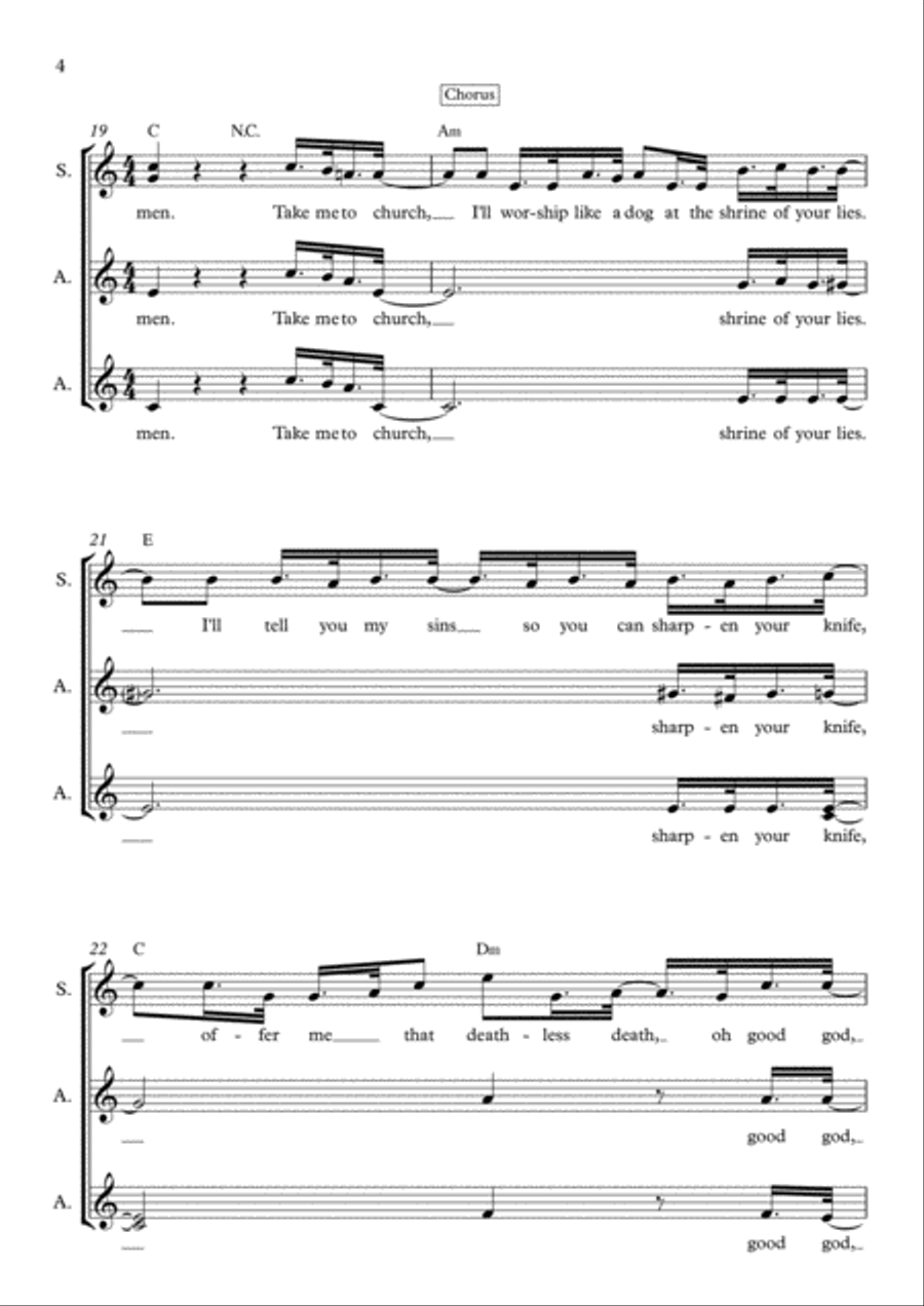 Take Me To Church SSA scores gallery preview page 4